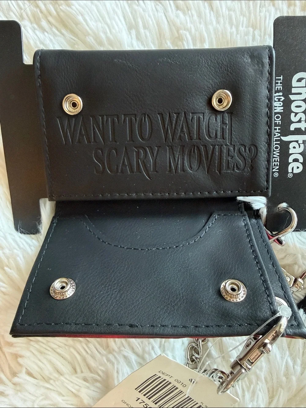 NWT Ghost Face Horror Club Trifold Wallet with Detachable Chain